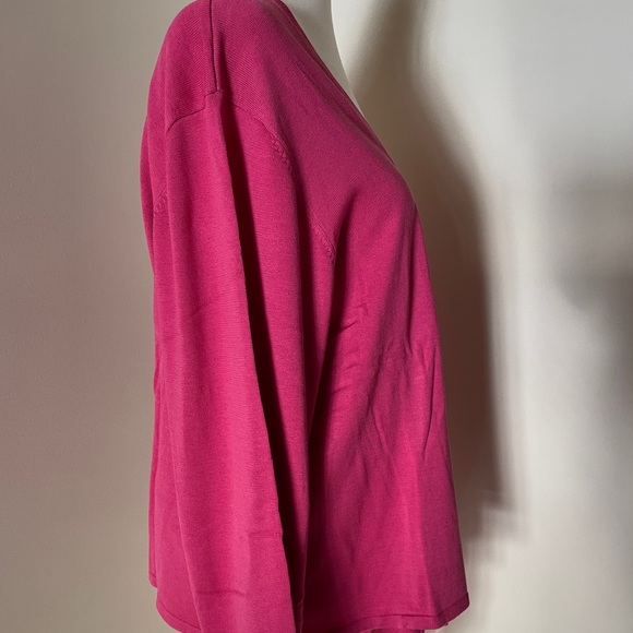 TERRY LEWIS New Cascading Open Cardigan 65% Silk 45% Cotton Fuchsia, Size 3X - Picture 2 of 10